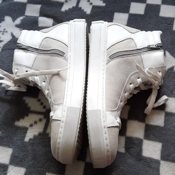 Marcel de Bruxelles White Leather Suede Side Zipper High Top Men's Sneakers 40/7 - Picture 3 of 16